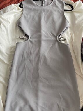 Zara Light Gray Cutout Sleeveless Midi Dress